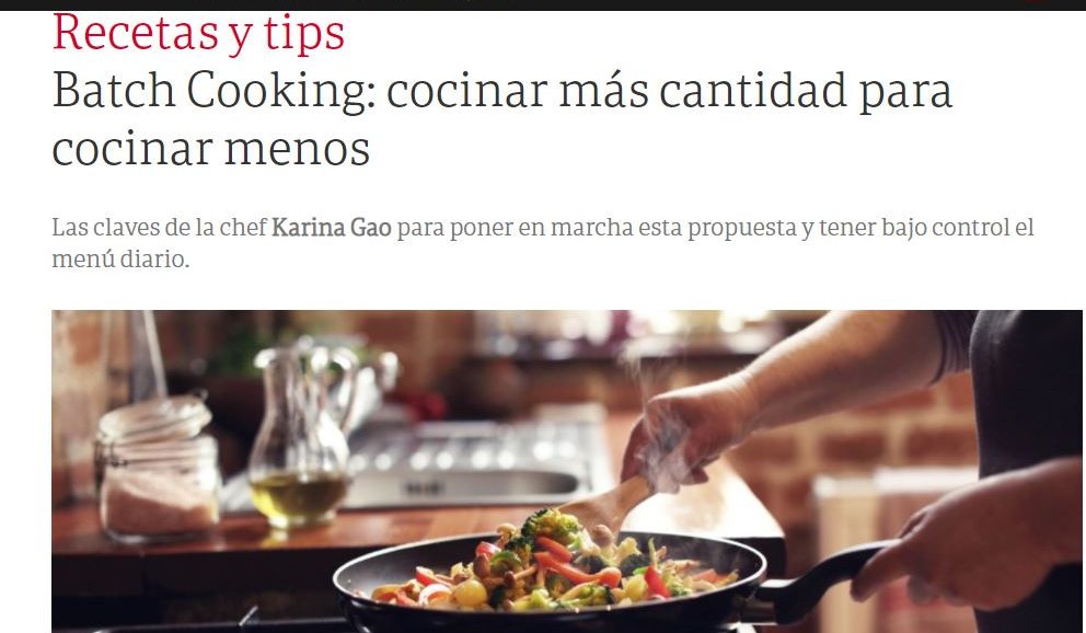 Batch Cooking: cocinar más cantidad para cocinar menos